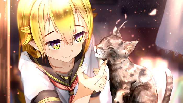 Shinobu Oshino with a cat
