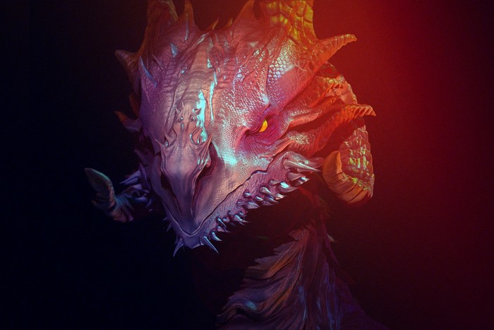 Dragon head with glowing eyes