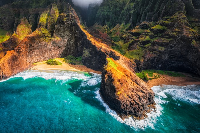 Na Pali Coast Kauai Hawaii Aerial View