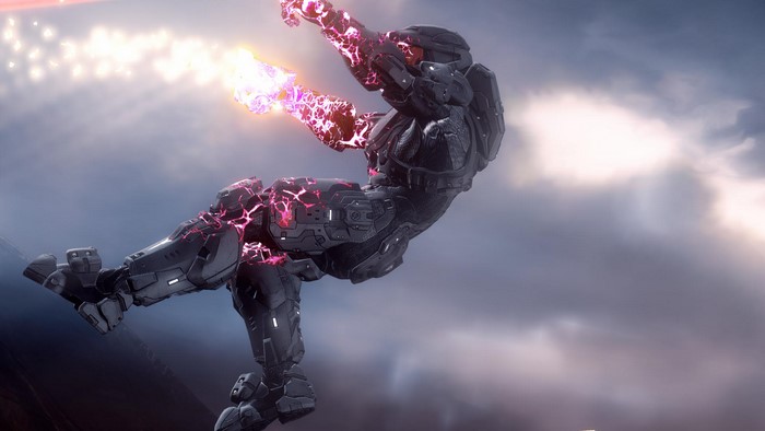 Spartan soldier with pink energy effects