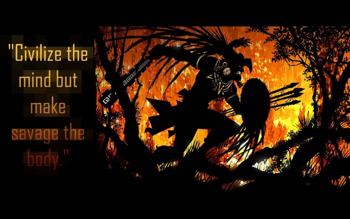 Aztec Warrior Silhouette with Motivational Quote