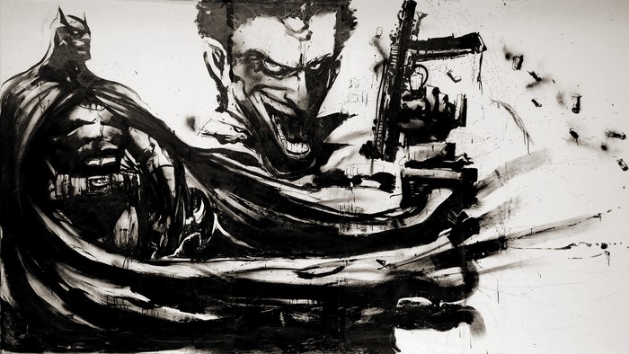 Batman and Joker in a dynamic confrontation