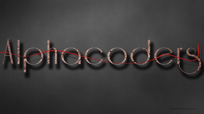 Alphacoders text with red line