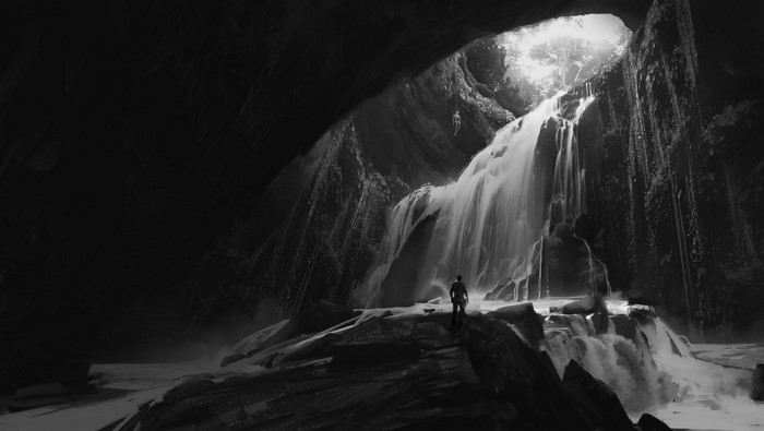 Nathan Drake from Uncharted 4: A Thief's End in a cave