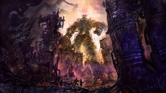 Giant Mech in a Steampunk City