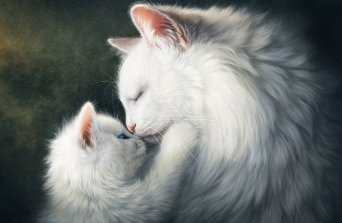 Mother and Kitten Painting