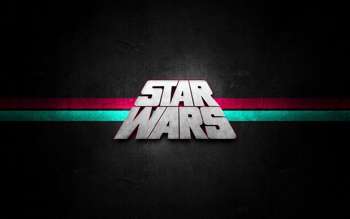 Star Wars logo with colored stripes