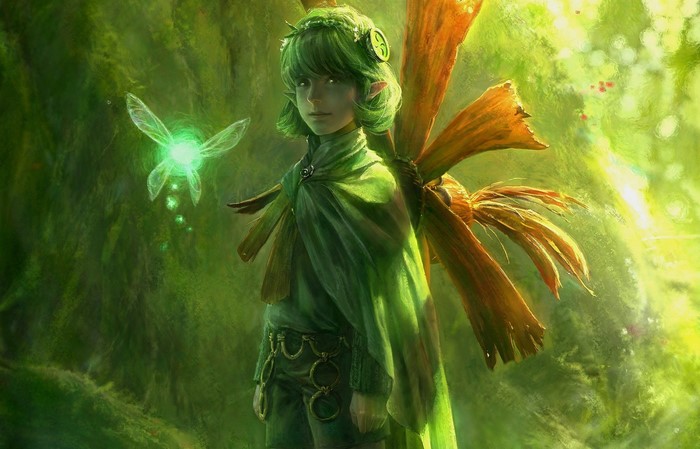 Saria from The Legend of Zelda: Ocarina of Time with a fairy