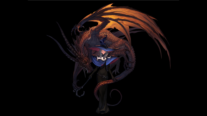 Dragon and Witch with Staff