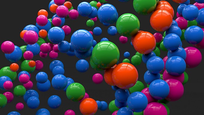 Abstract colorful spheres on a dark background