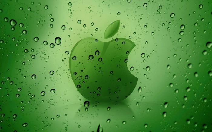 Green Apple logo with water droplets