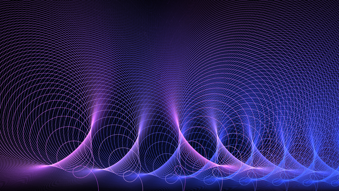 Abstract fractal waves of purple and blue light