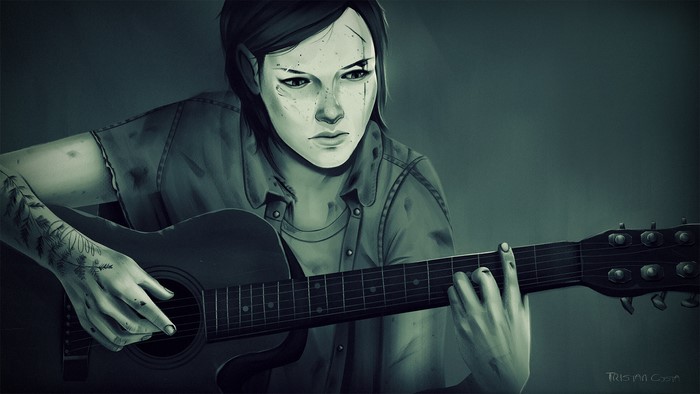Ellie from The Last of Us playing guitar