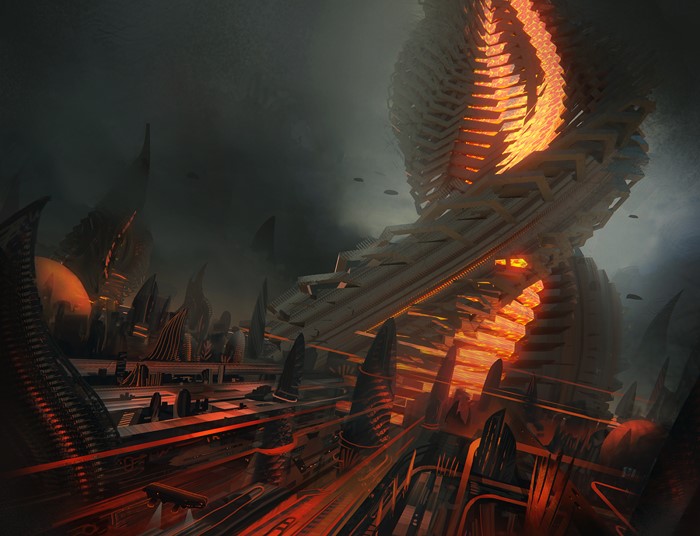 Sci Fi City with Twisted Tower