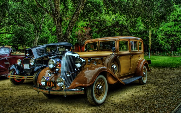 Two vintage Packard cars parked outdoors