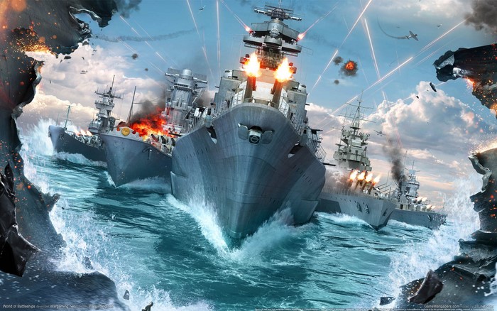 World of Warships naval battle with aircraft
