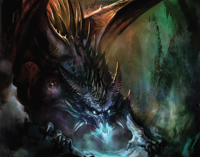 Fantasy Dragon breathing blue fire