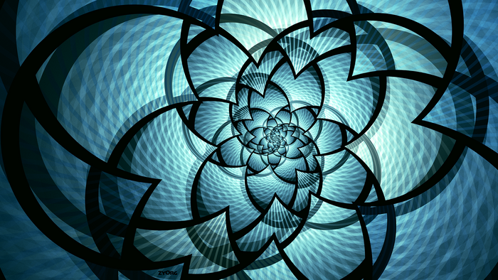 Abstract Blue Fractal Pattern