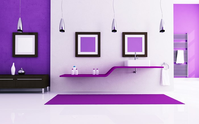 Modern purple bathroom interior design
