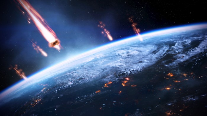 Mass Effect: Earth under attack by falling objects