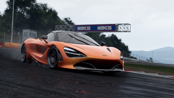 McLaren 720S on a wet race track