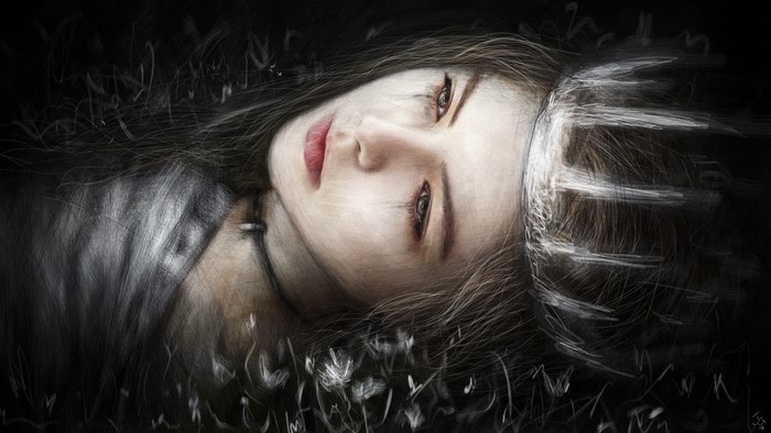 Gothic Fantasy Portrait of a Woman with a Crown