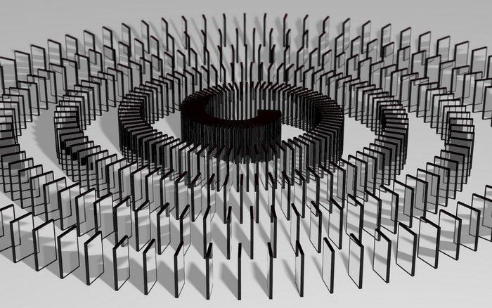 Abstract spiral of dominoes