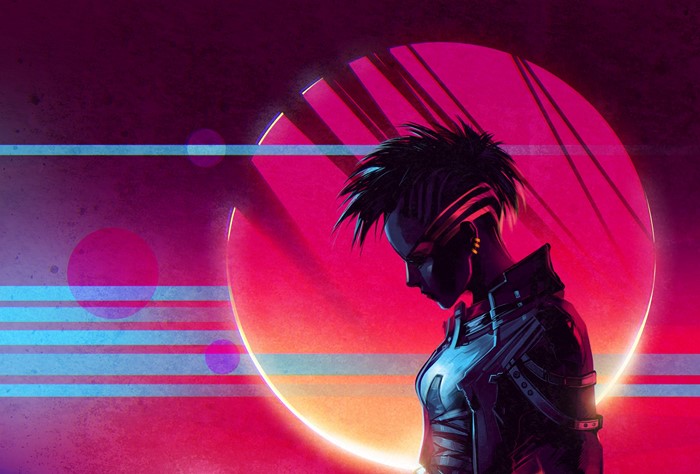 Retro Wave Scandroid with Sun