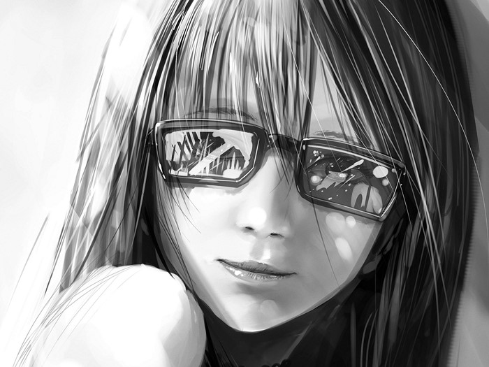 Anime girl with glasses