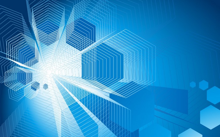 Abstract blue geometric background with hexagons