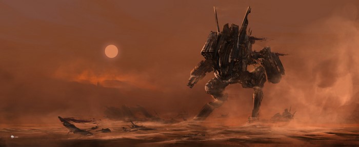 Giant Robot in a Desert Landscape