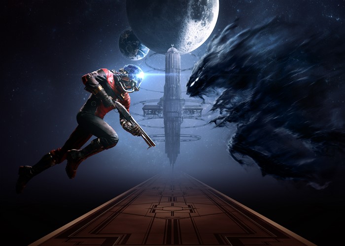 Morgan Yu from Prey facing a shadowy creature