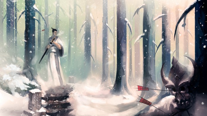Samurai Jack in a Snowy Forest