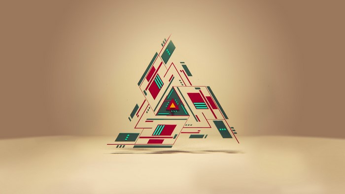 Abstract geometric triangle with lines and shapes