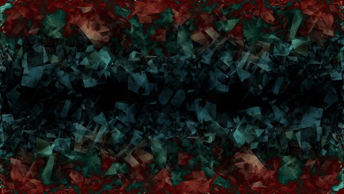 Abstract dark blue, green, and red crystal shards