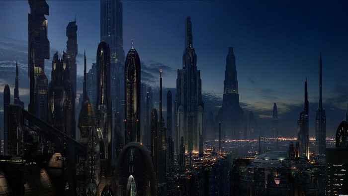 Sci-Fi Cityscape at Dusk