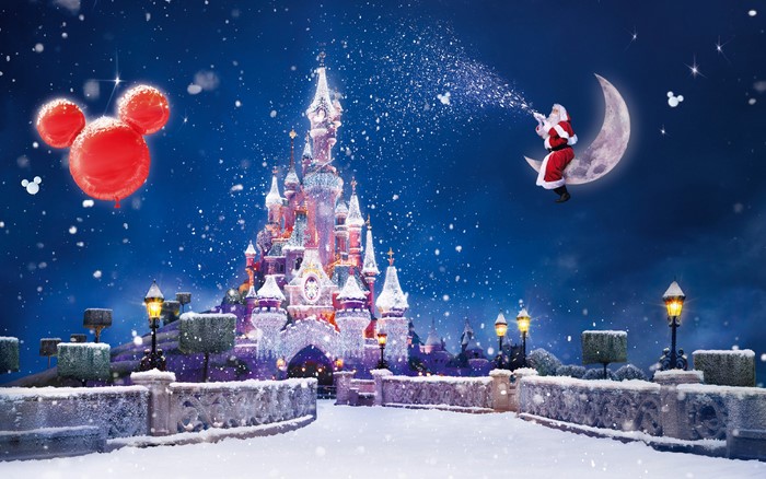 Christmas at Disneyland with Santa and Mickey Balloons