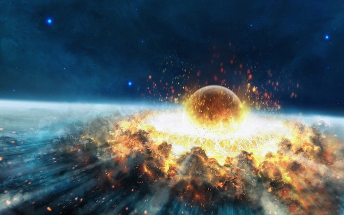 Asteroid collision with planet