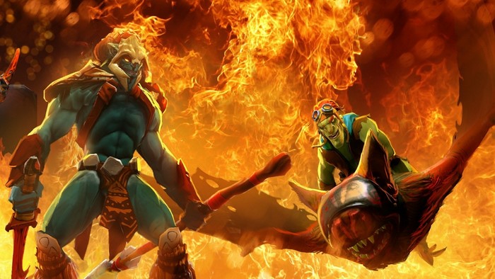 Batrider from Dota 2 in flames