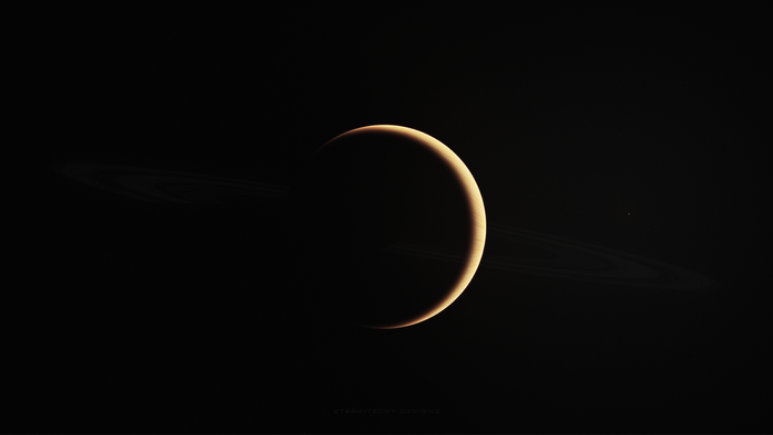 Saturn and its rings in space