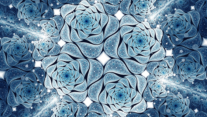 Blue fractal pattern resembling flowers