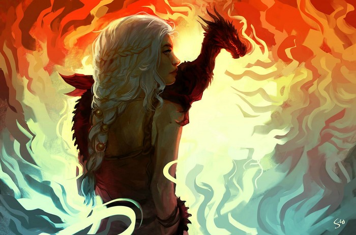 Daenerys Targaryen with a dragon