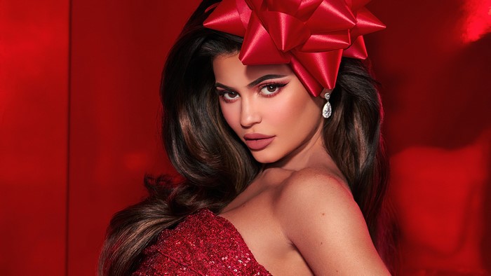 Kylie Jenner with Red Bow and Earrings 4K