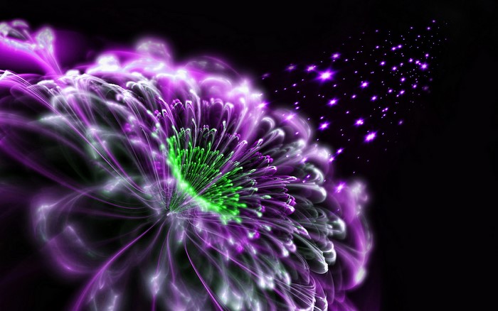 Abstract fractal flower with purple and green colors