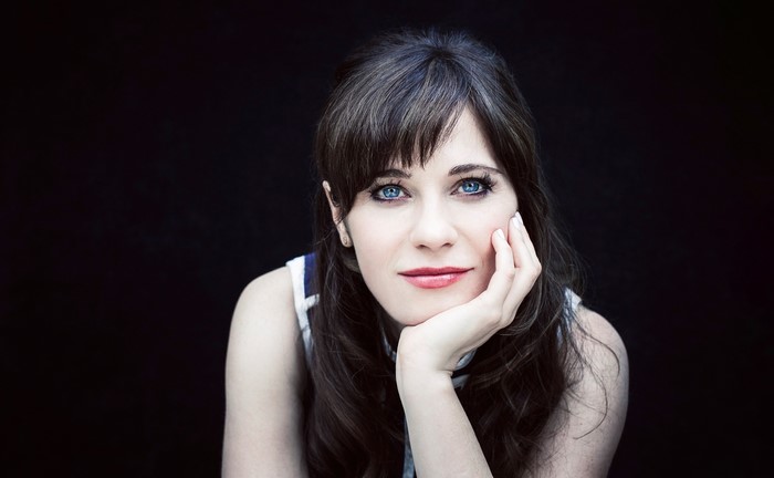 Zooey Deschanel with Blue Eyes and Brunette Hair