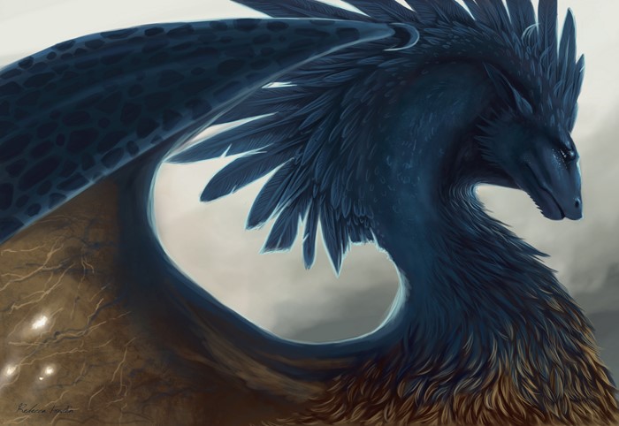 Dark Blue Feathered Dragon Creature