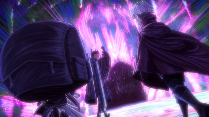 Bell Cranel, Liliruca Arde, and Welf Crozzo in a magical realm