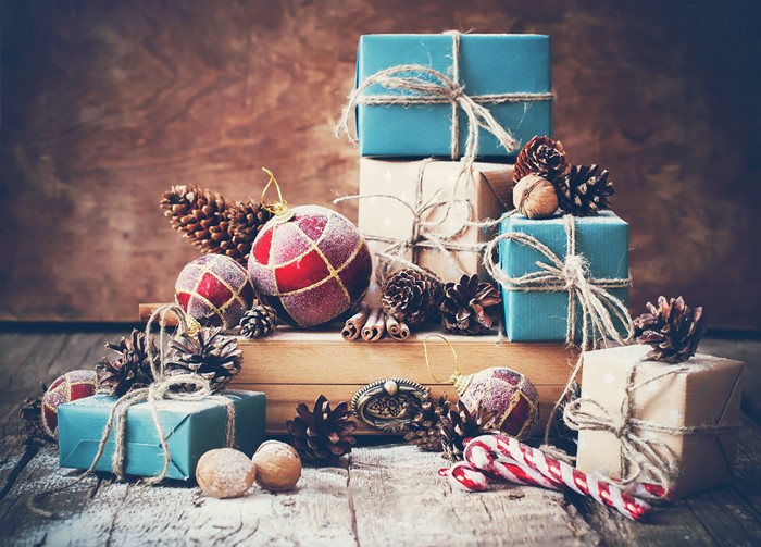Christmas Gifts, Ornaments, Pinecones, and Candy Canes