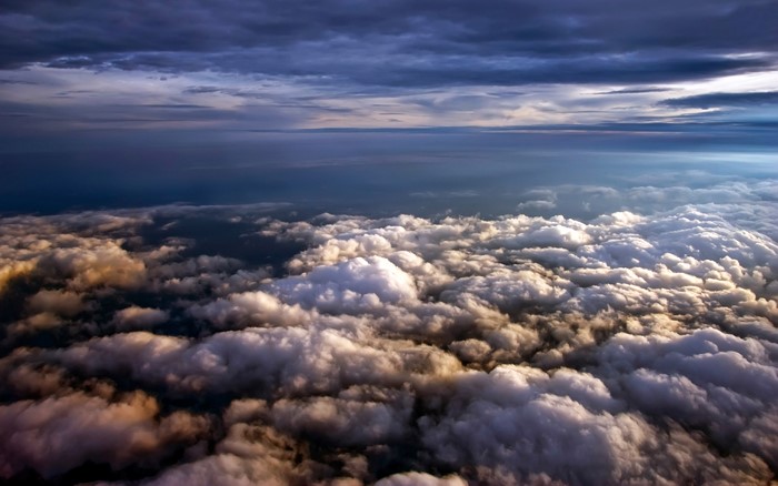 Aerial view of clouds at sunset