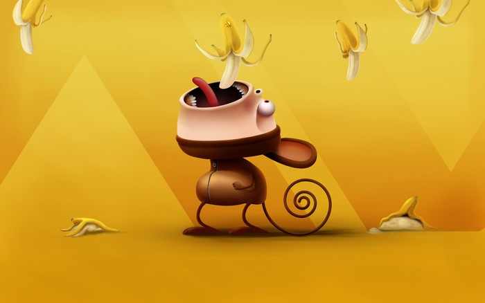 Monkey eating bananas